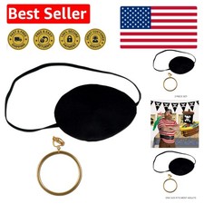 Deluxe Pirate Costume Accessory: Eye Patch with Plastic Gold Earring - 1 Piece