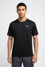 Puma Men's Short Sleeve Crew Neck Logo Tee Shirt Black XL Crew Neck Active