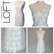 Ann Taylor Loft Lace Dress Blue Lined Women's Sleeveless A-Line Knee Length Sz 8