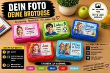 Brotdose mit Foto personalisiert Brotbox Kindergarten Schule Kita Geschenk Logo
