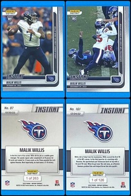 (2) 2022 Panini Instant Malik Willis ROOKIE CARD SP Tennessee Titans #87 #161 RC