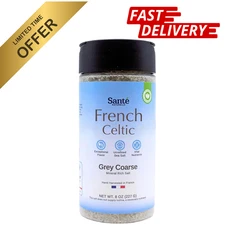 French Grey Coarse Sea Salt Shaker - 8 Oz. Mineral Salt, Unrefined French Sea Sa