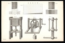 SCREW 1887 Wooden Book Press - Lifting Gear VICTORIAN  LITHOGRAPH