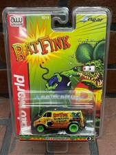 AutoWorld 1/64 Slot Car: 1977 Dodge Van Rat Fink-Flat Black/Yellow NEW