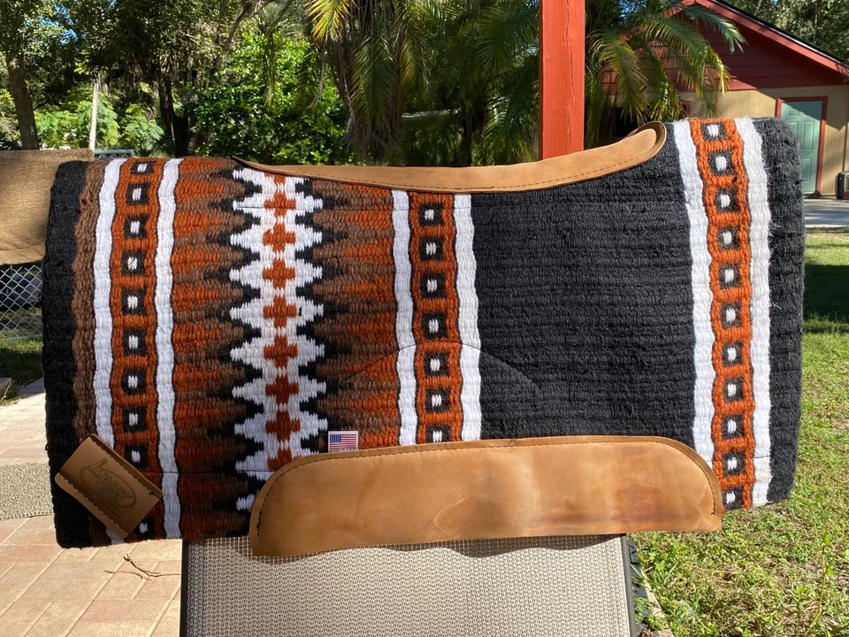 IMPACT GEL Western Saddle Navajo Woven Show Pad Black Rust Brown Wh Large 36x34 - Image 4 of 4