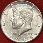 1964 KENNEDY HALF DOLLAR 90% SILVER Circulated Brilliant Condition