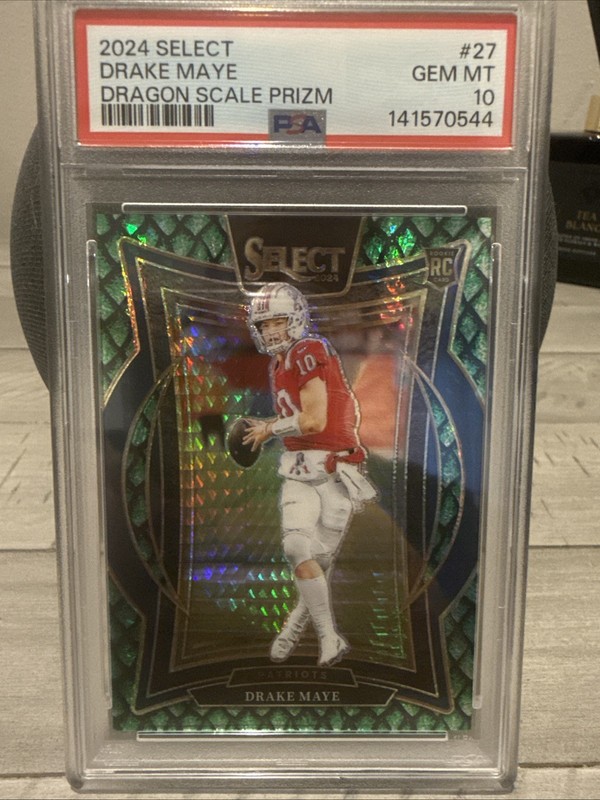 2024 Panini Select  Drake Maye #27 Dragon Scale Prizm /81 (RC) GEM MT  10