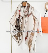 Sallys 70 Cashmere 30 Silk Tassels Print Double Face Oblong Scarf 180 60cm