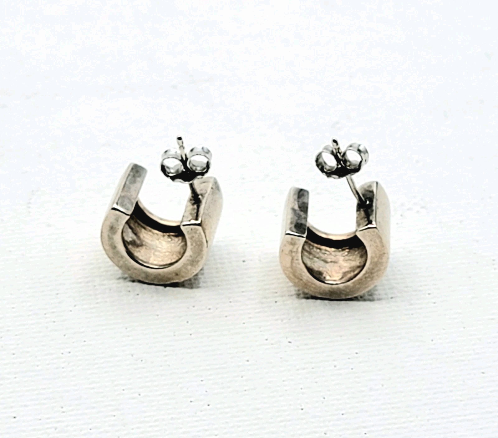 Sterling Silver Thick Partial Hoop Stud Post Back… - image 7