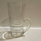 Vintage Clear Glass Beer Mug with Handle, Etched Sailboat Geometric Design — photo 3