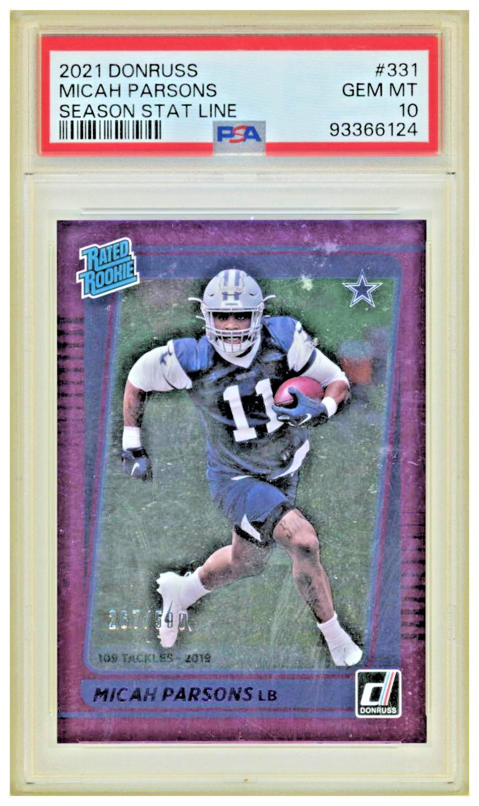 Micah Parsons Panini Donruss #331 Season Stat Line