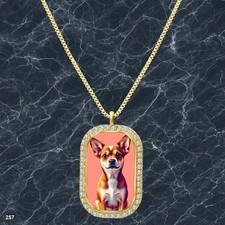 New Cute Dog Puppy Pendant Necklace Graphic Design Vibrant Gold Tone Cool