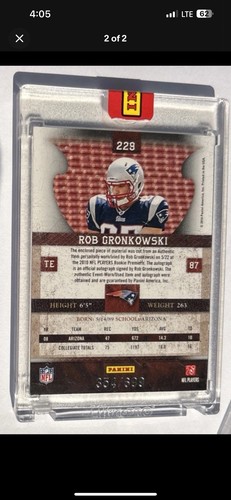 2010 Patches & Plates Rob Gronkowski RPA Rob Gronkowski /699 - Picture 2 of 2