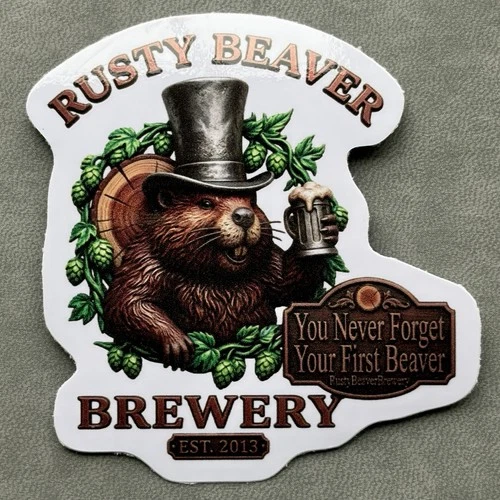 Rusty Beaver Brewing Company Sticker Beer Vinyl 3”