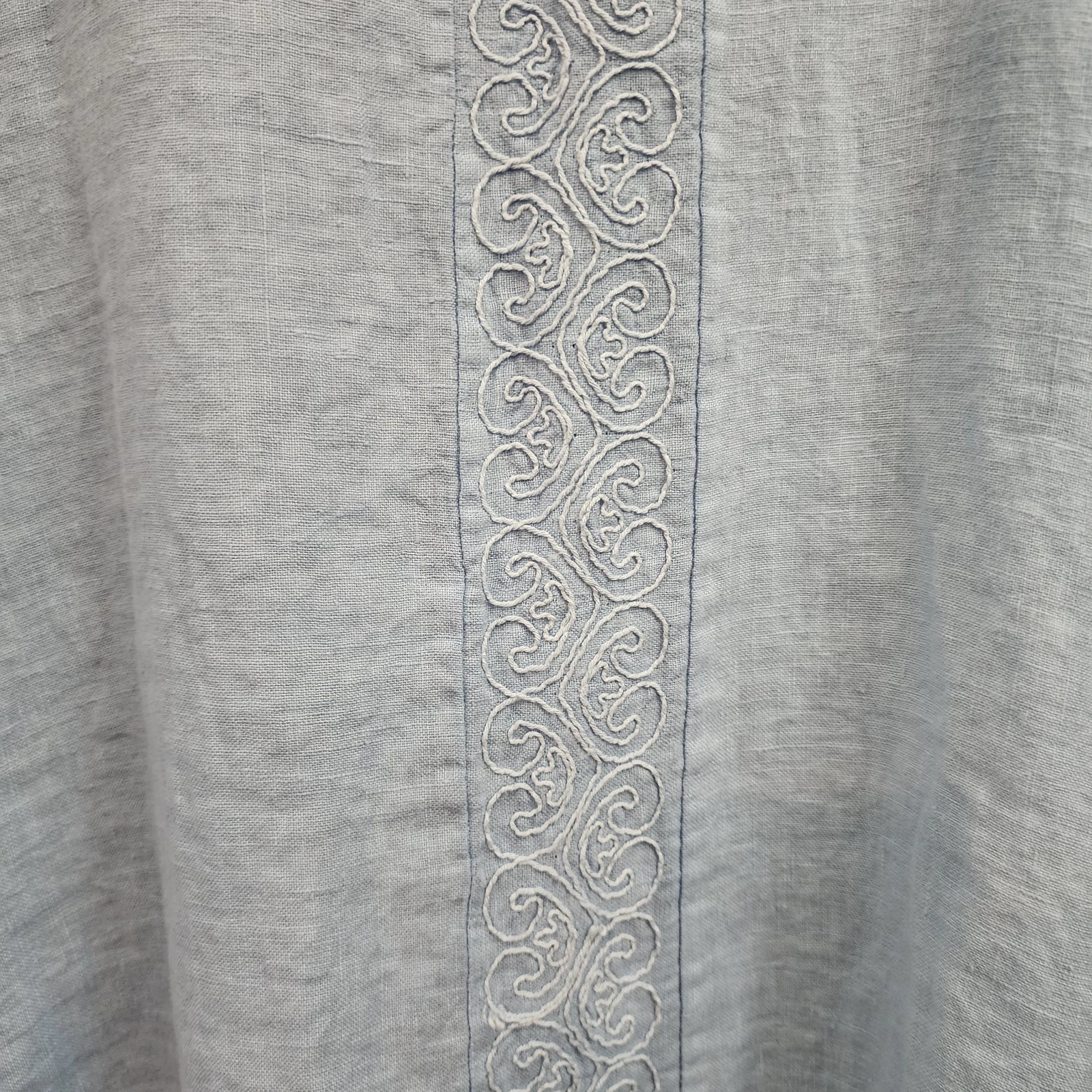 VALENTINO Valentina Naldi tg. Abito XL scollo a V manica corta lino blu chiaro