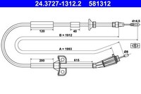 NEU - ATE 24.3727-1312.2 Seilzug, Feststellbremse FüR Volvo