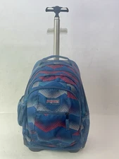 JanSport Driver 8 Rolling Backpack & Computer Bag Multiple Compartments Blue Red