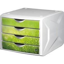 helit Schubladenbox the chameleon  grün H6129650, DIN A4 mit 4 Schubladen, 1...
