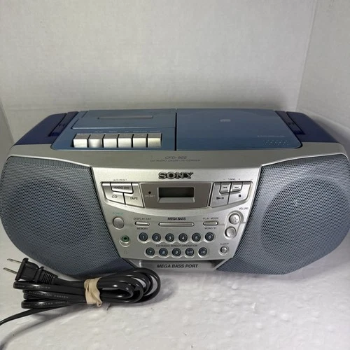 Vintage Sony Boombox CFD-922 Translucent Blue CD Radio Cassette Player Working