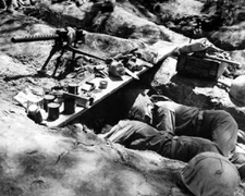 5th Marine Regiment Gunners Sleep in Foxhole on Okinawa 8x10 WWII Photo 131a