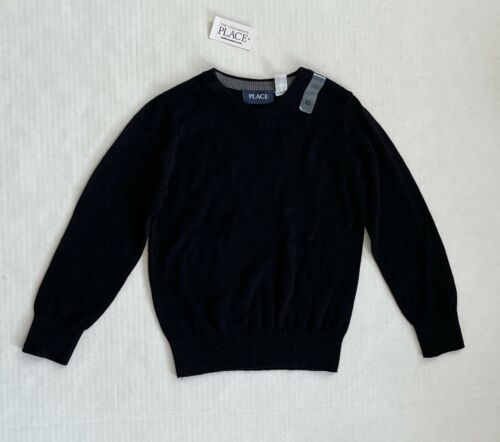 TCP Boys Solid Black Lightweight Knit V-Neck Pullover Sweater, Black, XS(4), NWT - Afbeelding 1 van 2