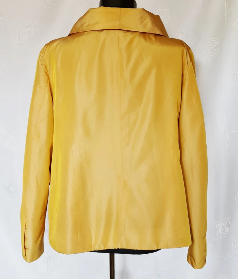 ALEMANIA-CHAQUETA BLAZER MUJER ESCADA AMARILLO SÓLIDO VINTAGE: EE. UU. 12/UE 40 Foto 3 de 4
