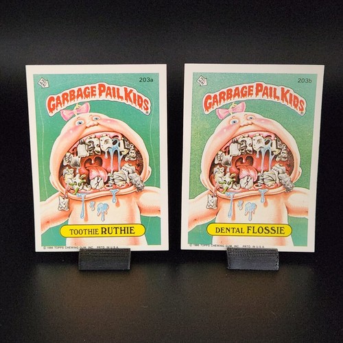 Toothie Ruthie 203a 1986 y Dental Flossie 203b GPK serie 5 OS5