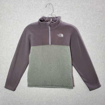 The North Face Boys Sweatshirt Medium Gray Colorblock Glacier 1/4 Zip Logo
