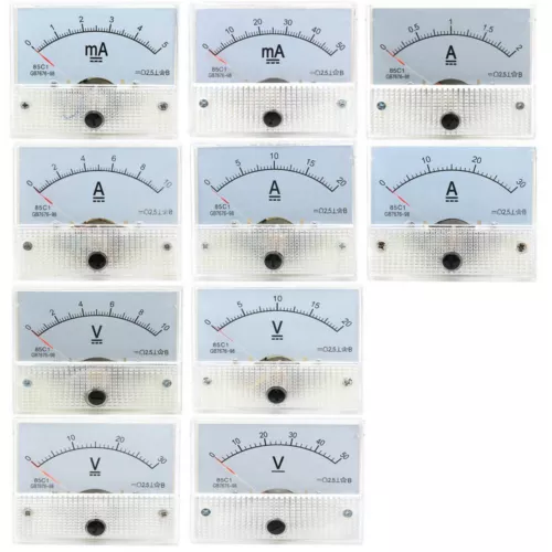 Analog Amp Panel Meter 2-30A DC Ammeter Current 10-50V DC Voltmeter Voltage 85C1