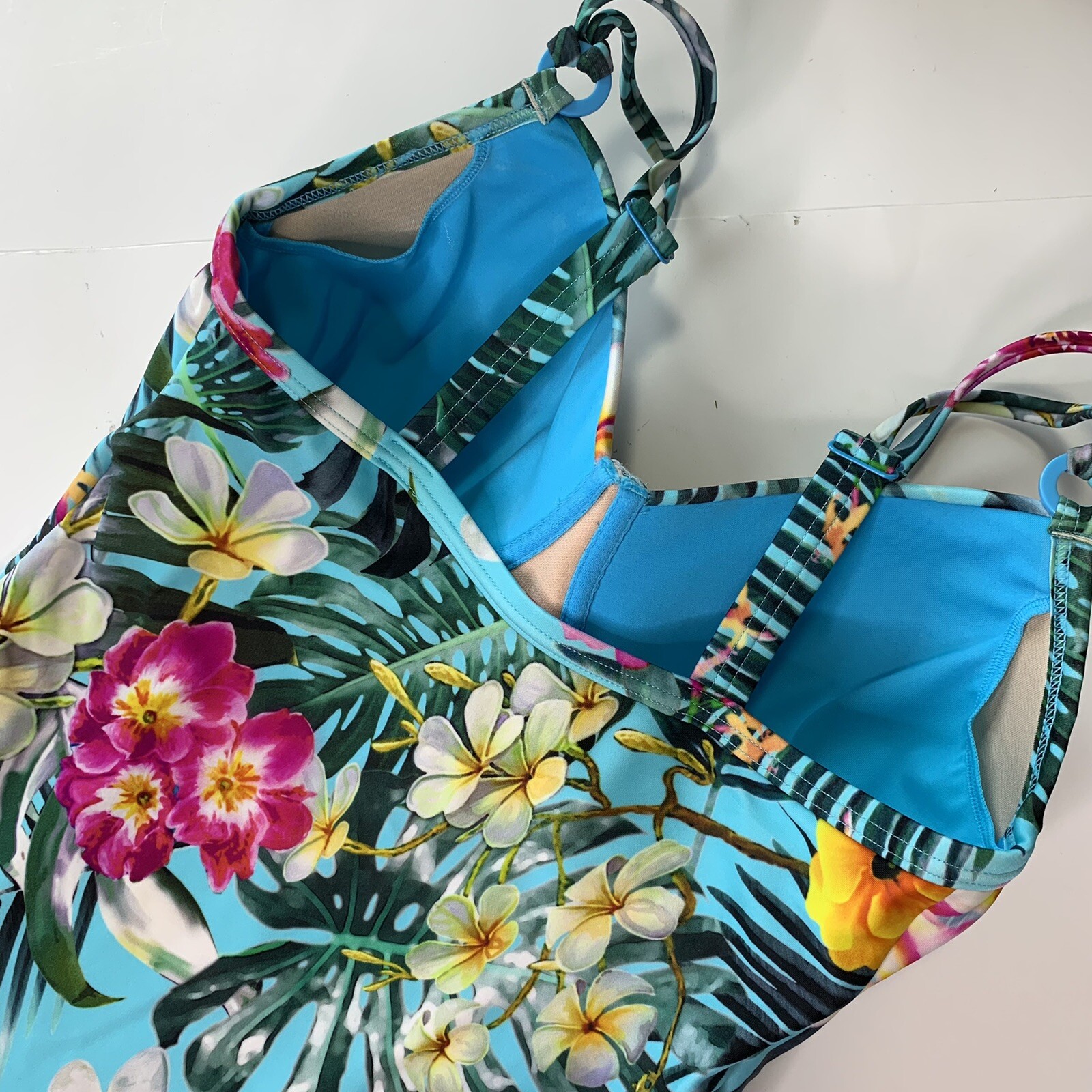 10C Amoena Swimwear Aqua Tropical Flowers One Piece S… Gem