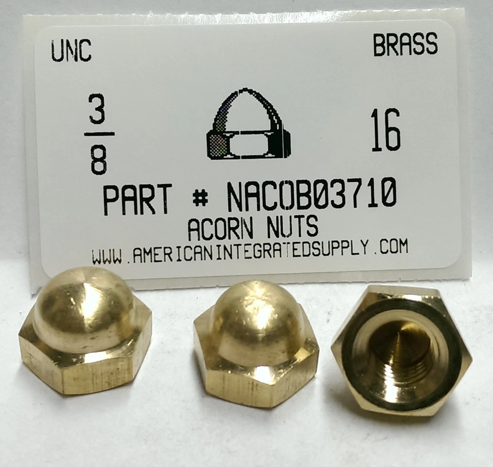 AMERICANINTEGRATEDSUPPLY.COM 3/8-16 Acorn Cap Nuts (5/8 Hex) Solid Brass (4)