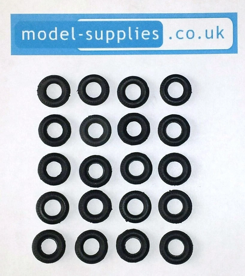 Corgi 15mm O/D Black Reproduction Rubber Tyres for Cars & Vans pre 1967