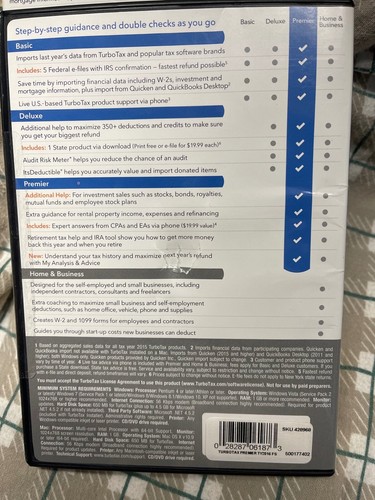 2016 TurboTax Premier Investments + Rental Property 2016 Federal Mac/PC CD-ROM - Picture 4 of 5