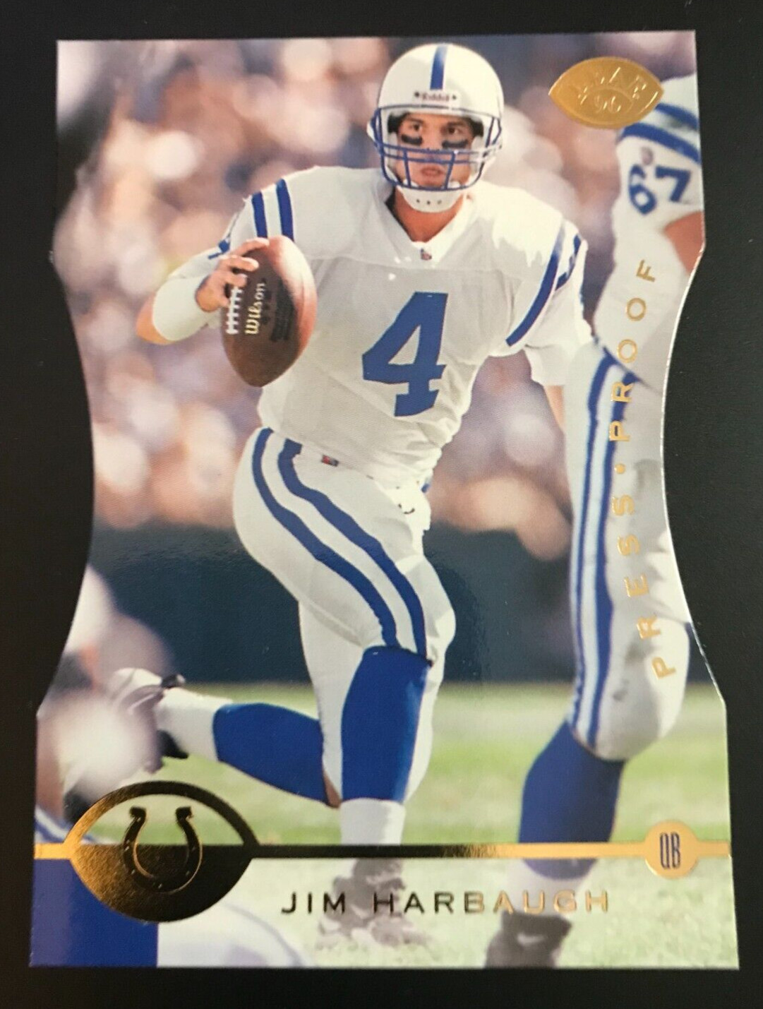 1996 Leaf Press Proof Die-Cut Jim Harbaugh #89 Colts