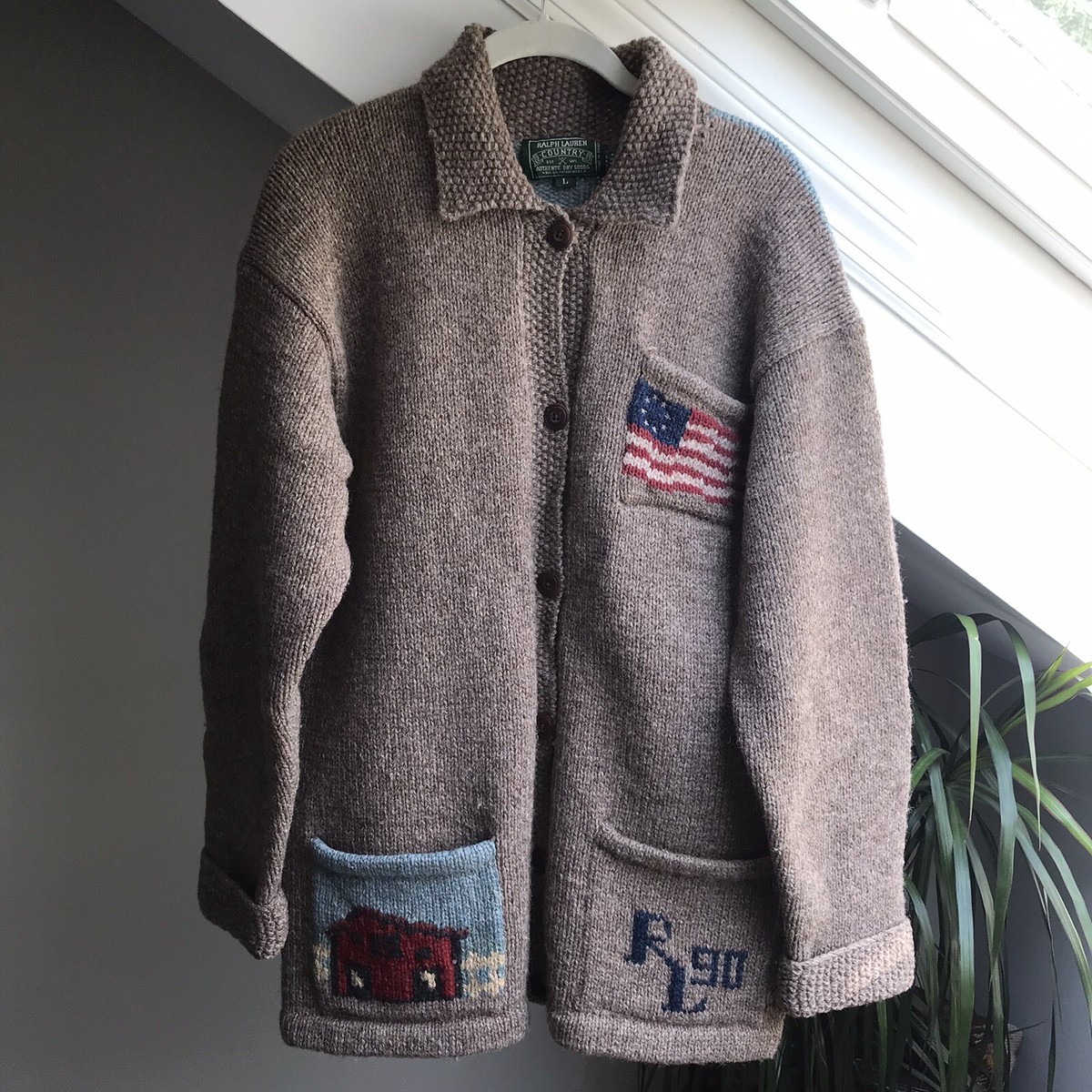 Vintage Ralph Lauren Country Knit 90s Cardigan Sweater RL 90  