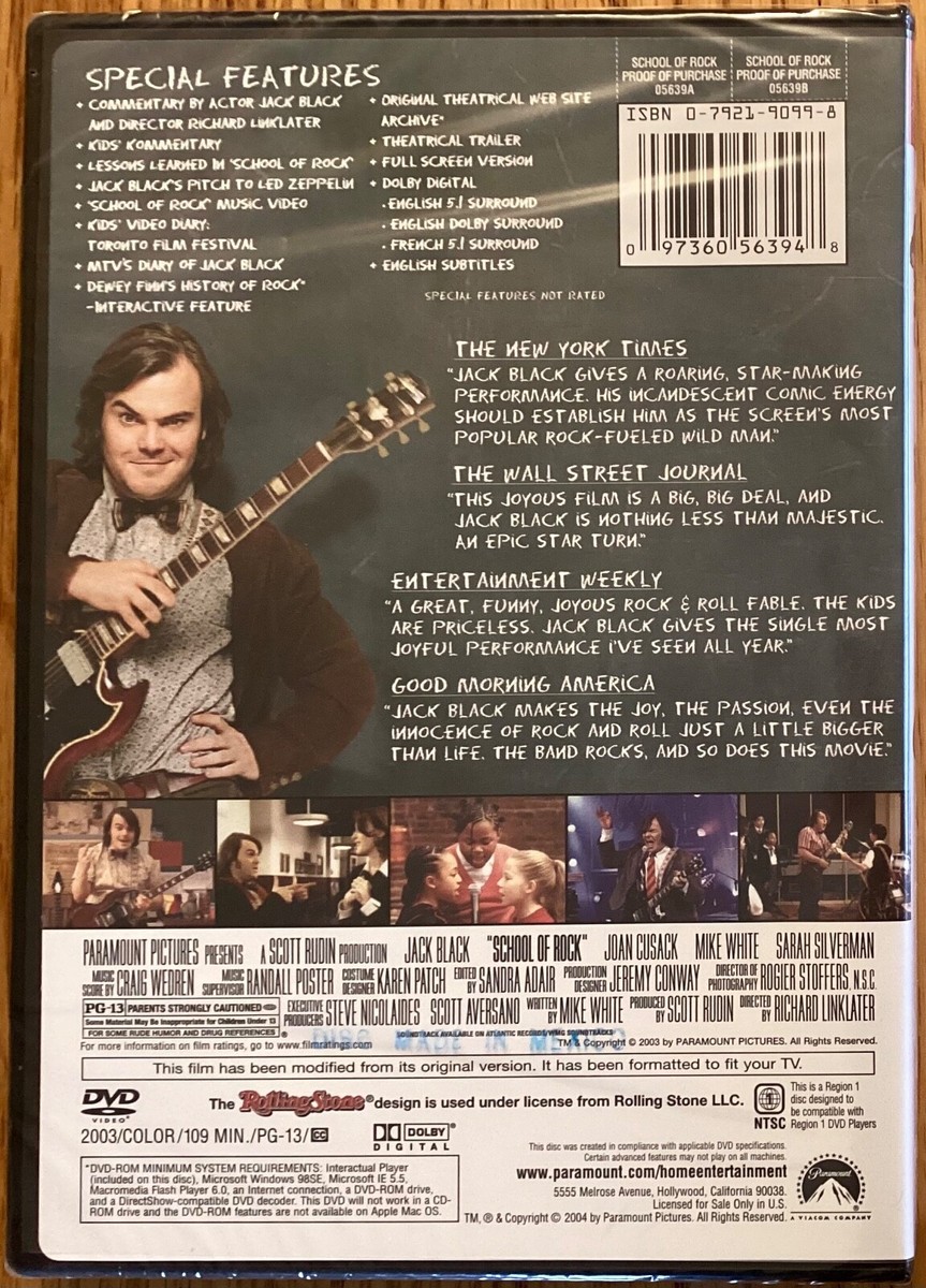 School of Rock DVD with Jack Black, Joan Cusack, Mike White School of Rock DVD with Jack Black, Joan Cusack, Mike White
