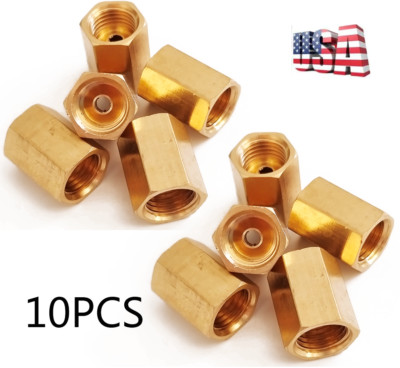 10 Pack Car Brass Brake Line Union - 3/16, 3/8-24  Threads SAE Inverted Fittings