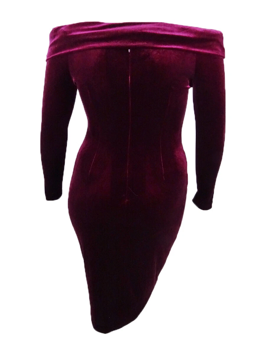 Calvin Klein Women s Petite Off The Shoulder Velvet Sheath Dress