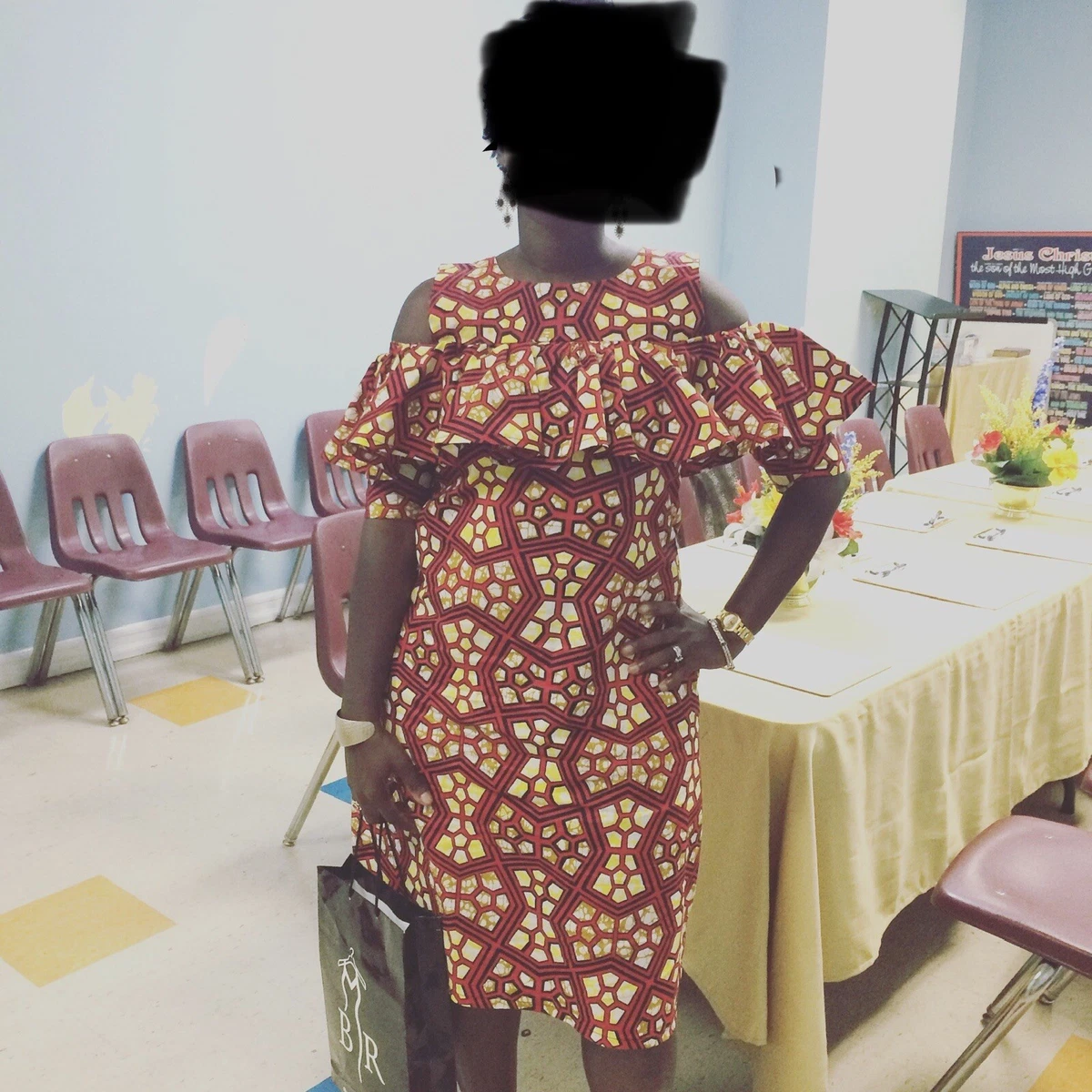 Ankara cold shoulder clearance dress