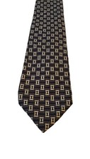 ASTRATTO Luxury Silk Geometric Black Brown Tan Neck Tie Made in USA Business