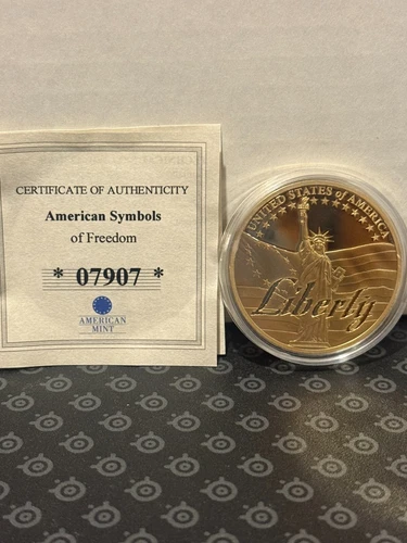 American Mint Symbols of Freedom 24k Gold Layered Liberty Commemorative Coin