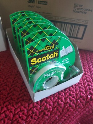 3M Scotch Magic Tape 1/2'' in x 800'' in 144 Dispenser Packs Cat. 119 Sealed Case