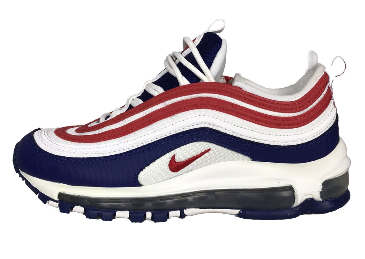 Nike Air Max 97 White Red Royal Sneakers Size Youth Women's