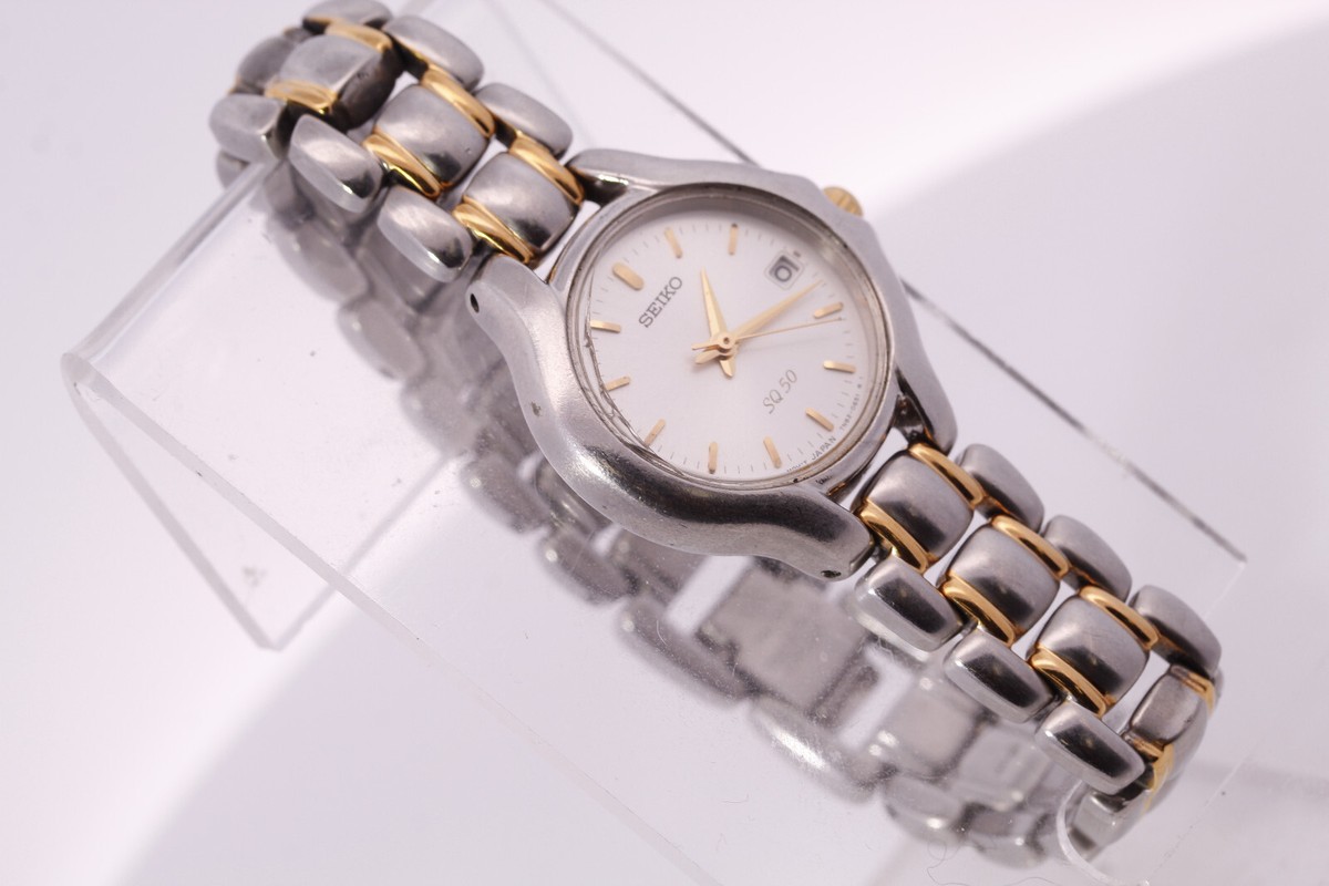 【なみさん専用】SEIKOウォッチ シルバー Ladies Seiko SXE299 SQ 50 Two Tone Stainless Steel Silver Dial