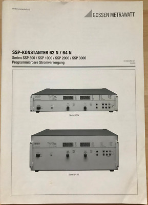 Gossen  62N / 64N Power Supply / Konstanter  -  Manual / Bedienungsanleitung