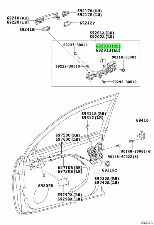 TOYOTA GENUINE FACTORY PASSENGER SIDE EXTERIOR DOOR HANDLE ROD CLIP