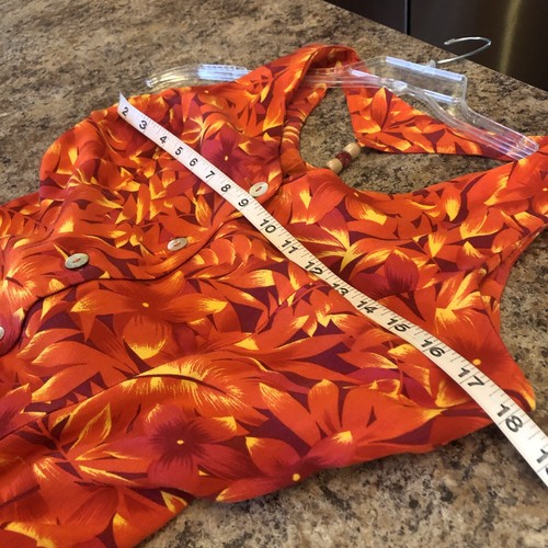Vintage Scarlett Sz 10 Sleeveless Floral Button Down Dress Cutout Beaded Orange - Picture 2 of 14