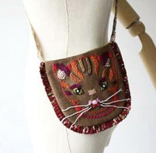 Nathalie Lete Cat Pochette Mini Shoulder Bag Animal Floral Embroidery from JP
