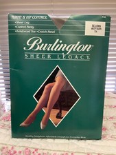 BURLINGTON SHEER PANTYHOSE W/Tummy  Hip Control - Misty Taupe Ex Long T36 NEW