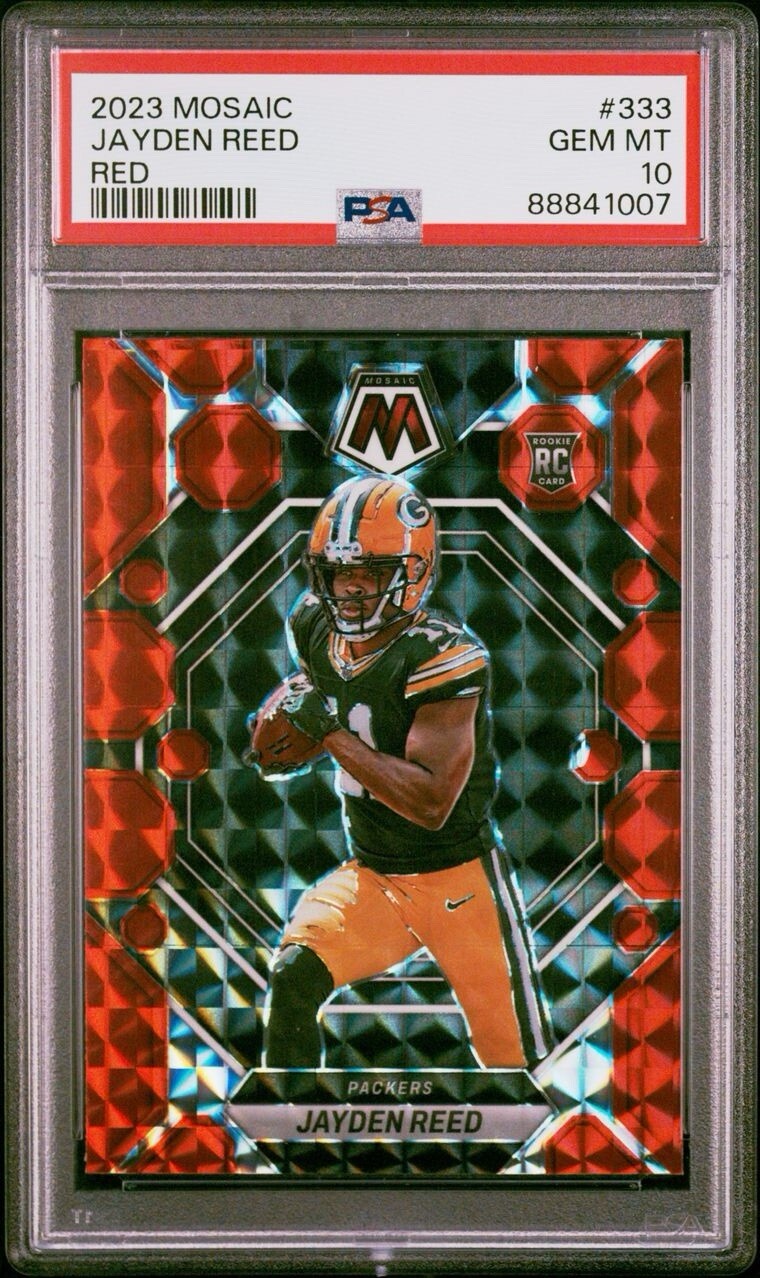 JAYDEN REED - 2023 Panini Mosaic Red Prizm Rookie #333 RC PSA 10 - LOW POP!